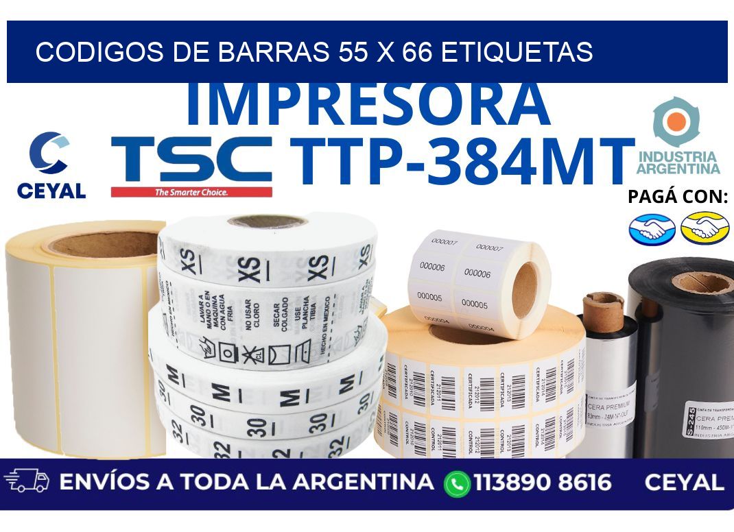 codigos de barras 55 x 66 etiquetas