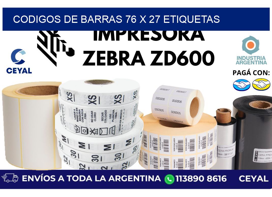 codigos de barras 76 x 27 etiquetas