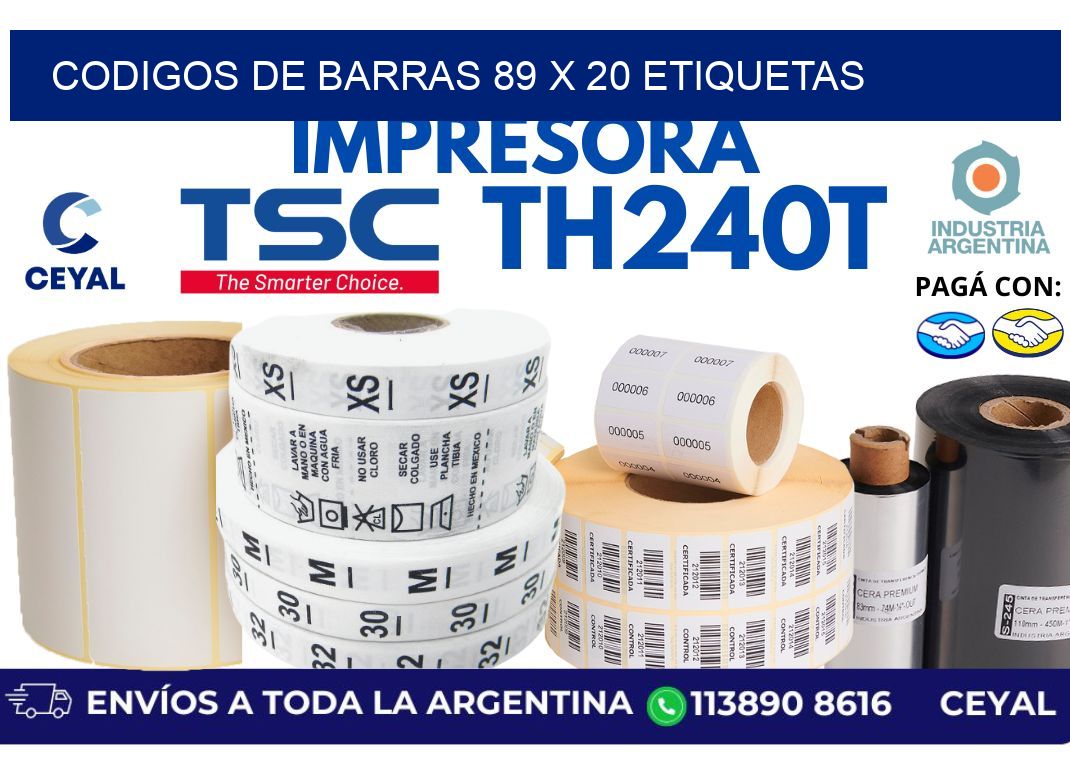 codigos de barras 89 x 20 etiquetas