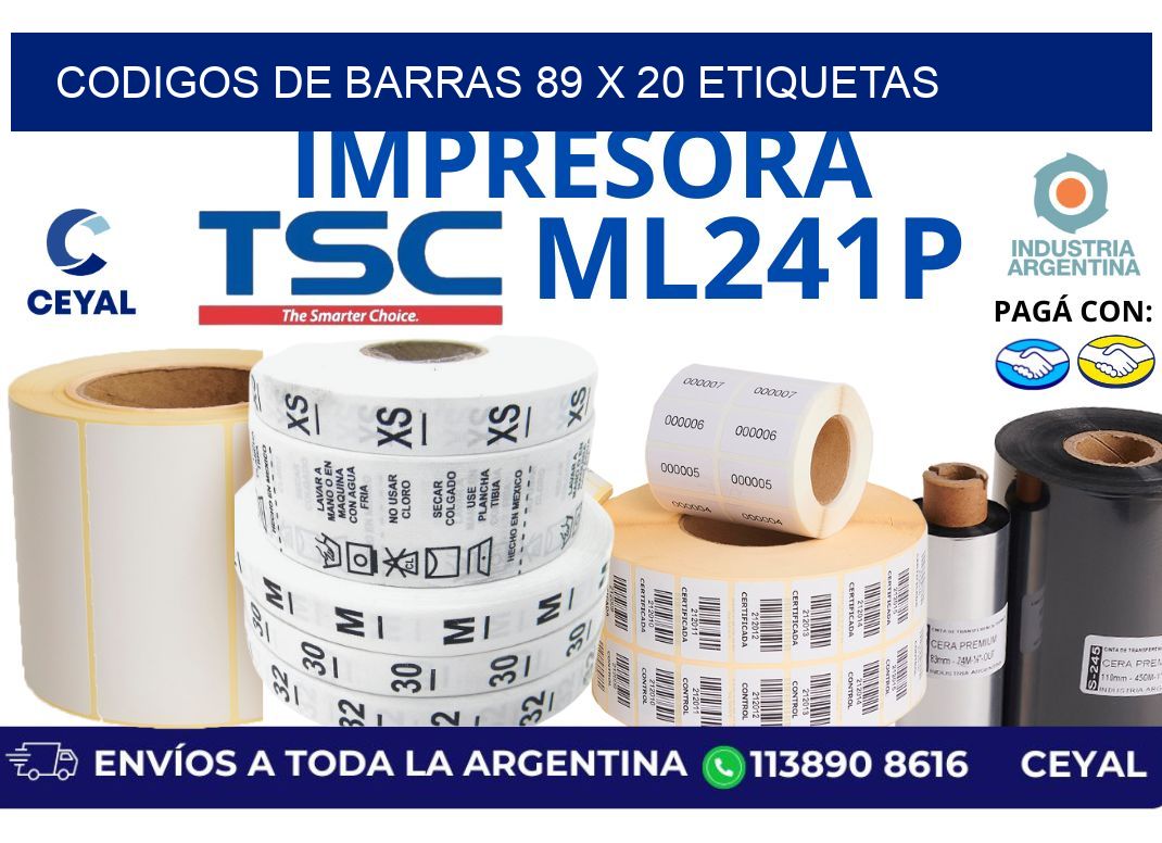 codigos de barras 89 x 20 etiquetas