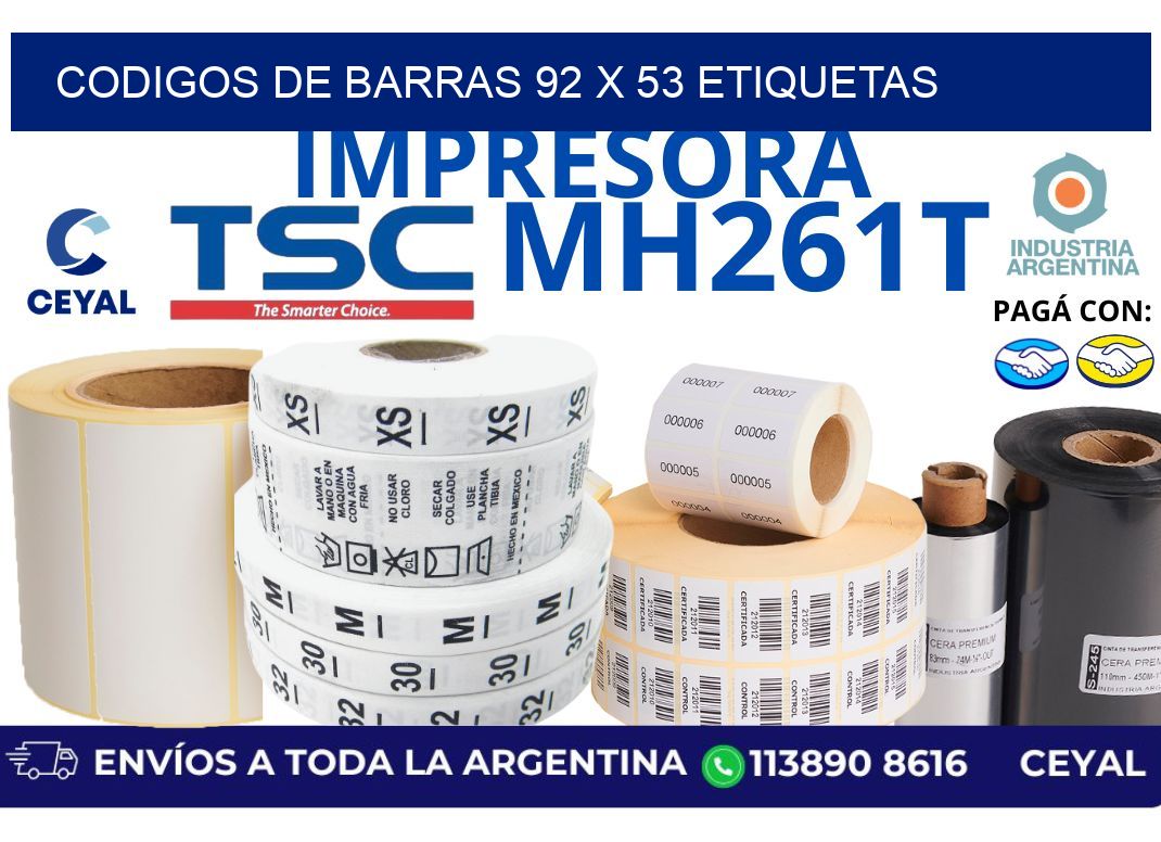 codigos de barras 92 x 53 etiquetas