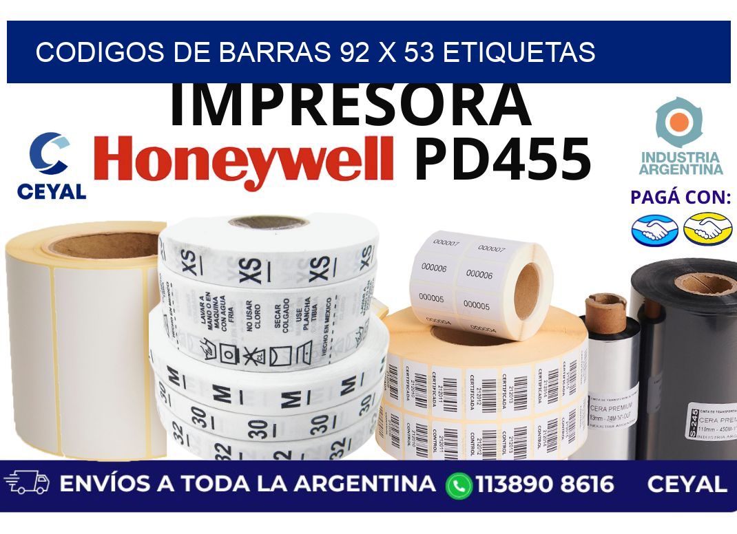 codigos de barras 92 x 53 etiquetas