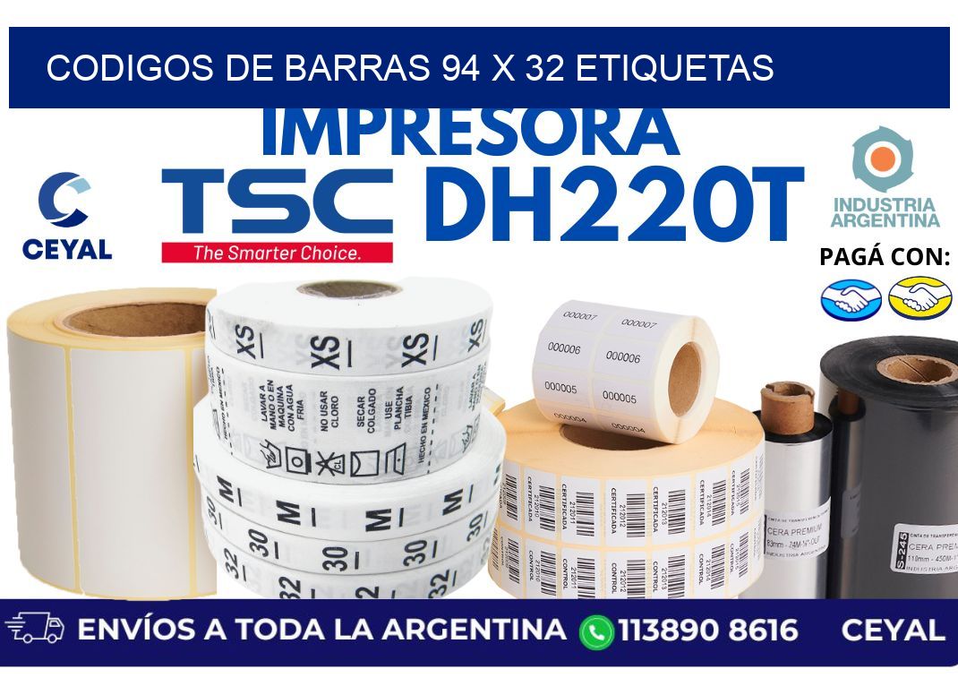 codigos de barras 94 x 32 etiquetas