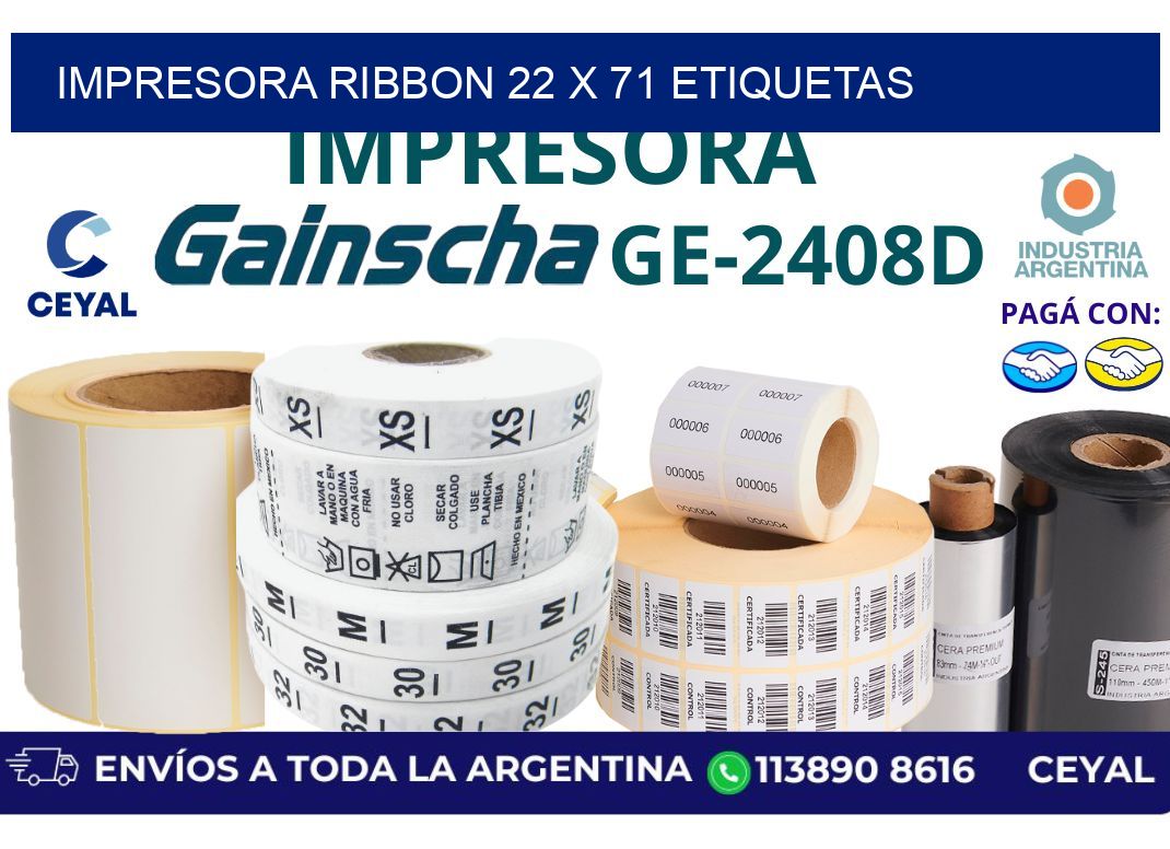impresora ribbon 22 x 71 etiquetas