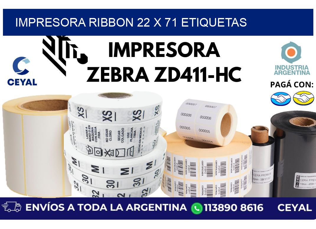 impresora ribbon 22 x 71 etiquetas