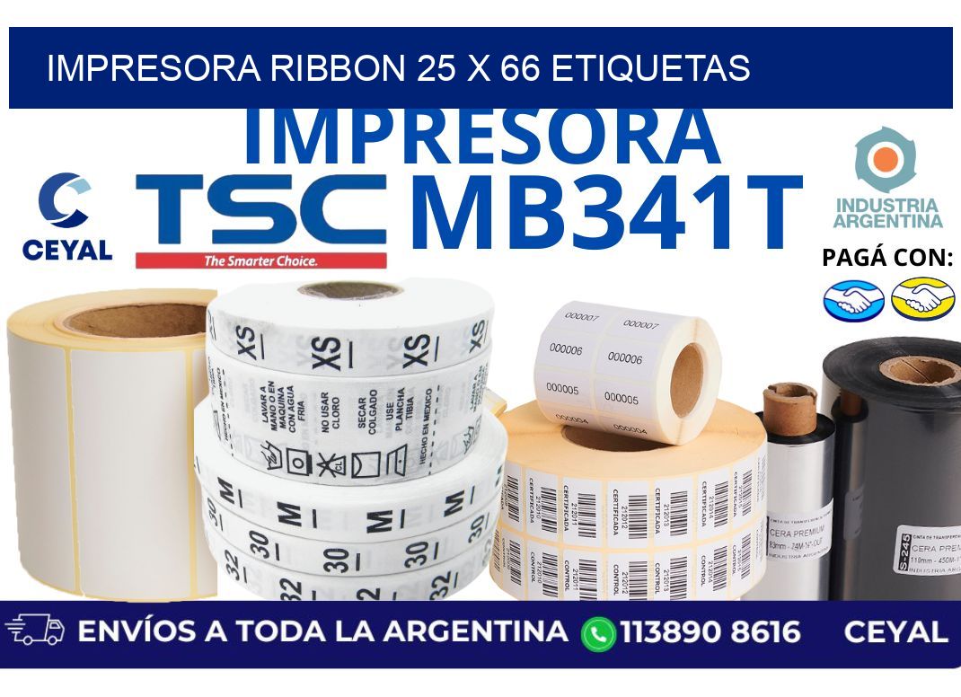 impresora ribbon 25 x 66 etiquetas