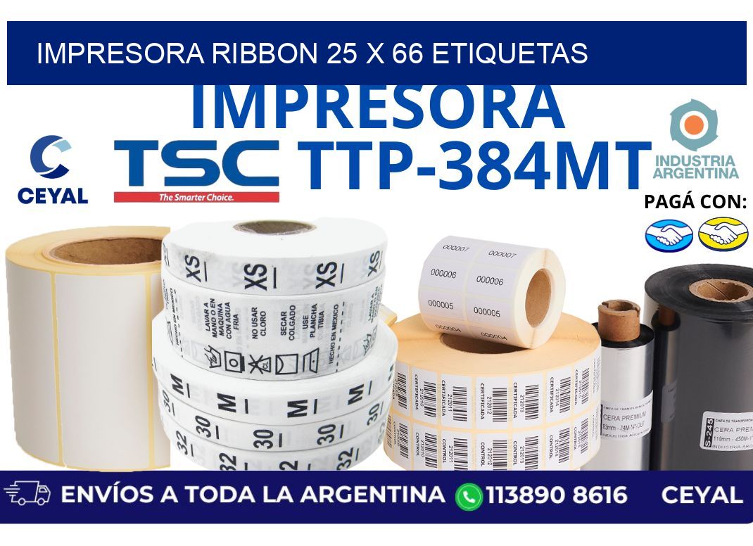 impresora ribbon 25 x 66 etiquetas