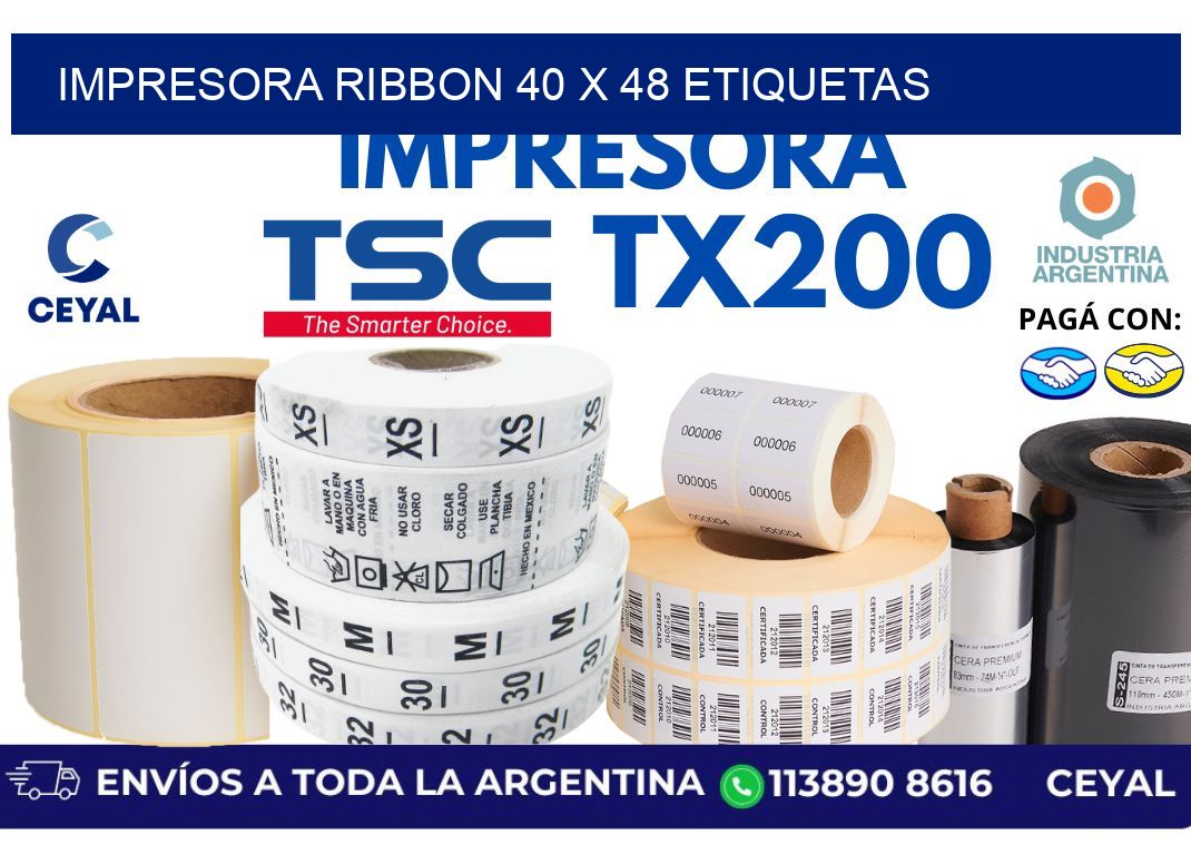 impresora ribbon 40 x 48 etiquetas