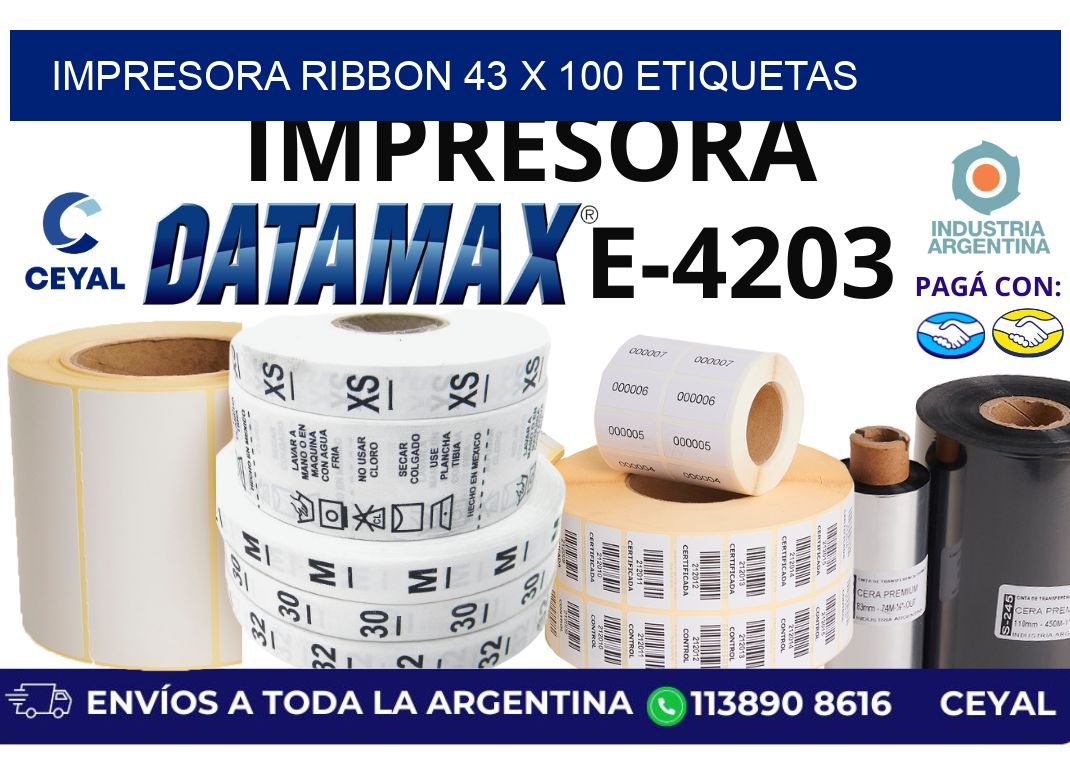 impresora ribbon 43 x 100 etiquetas