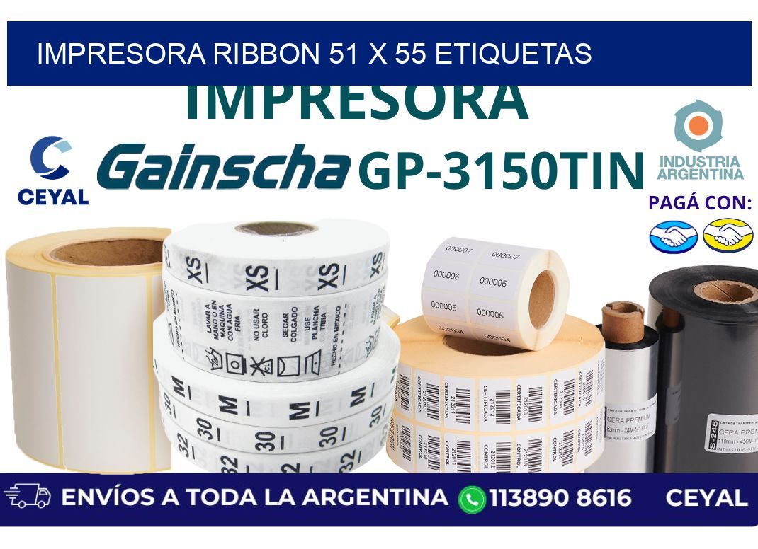 impresora ribbon 51 x 55 etiquetas