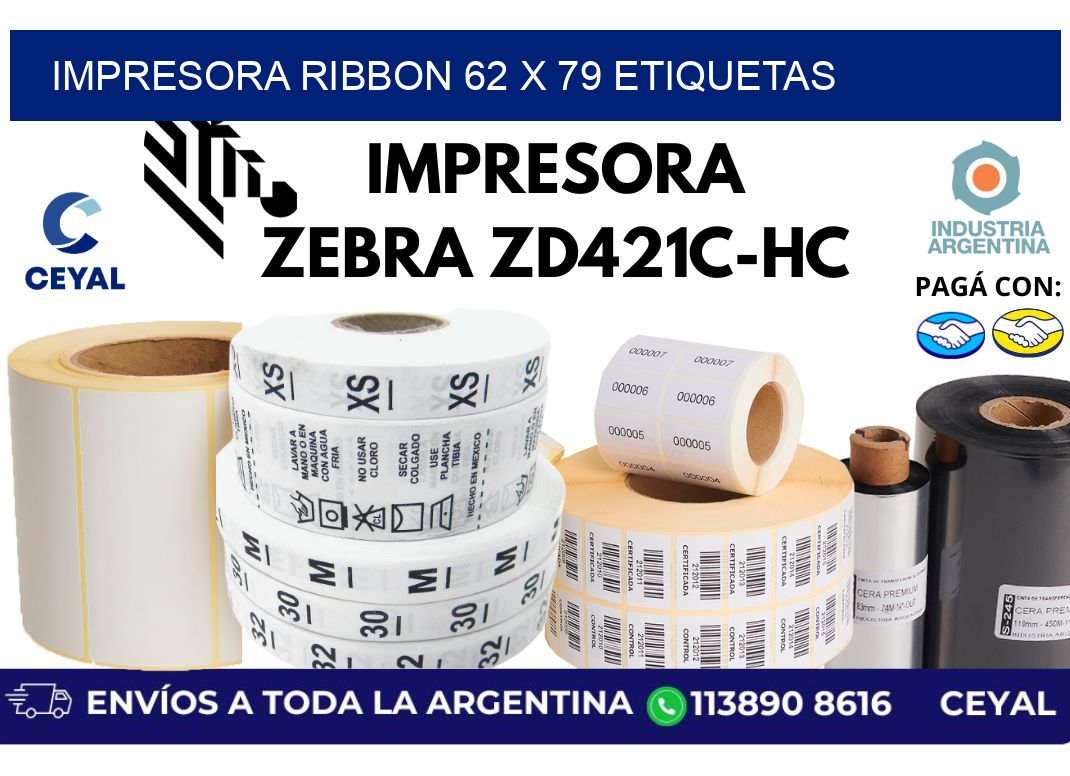 impresora ribbon 62 x 79 etiquetas
