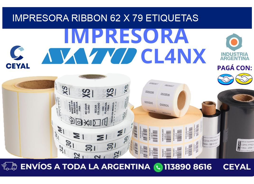 impresora ribbon 62 x 79 etiquetas