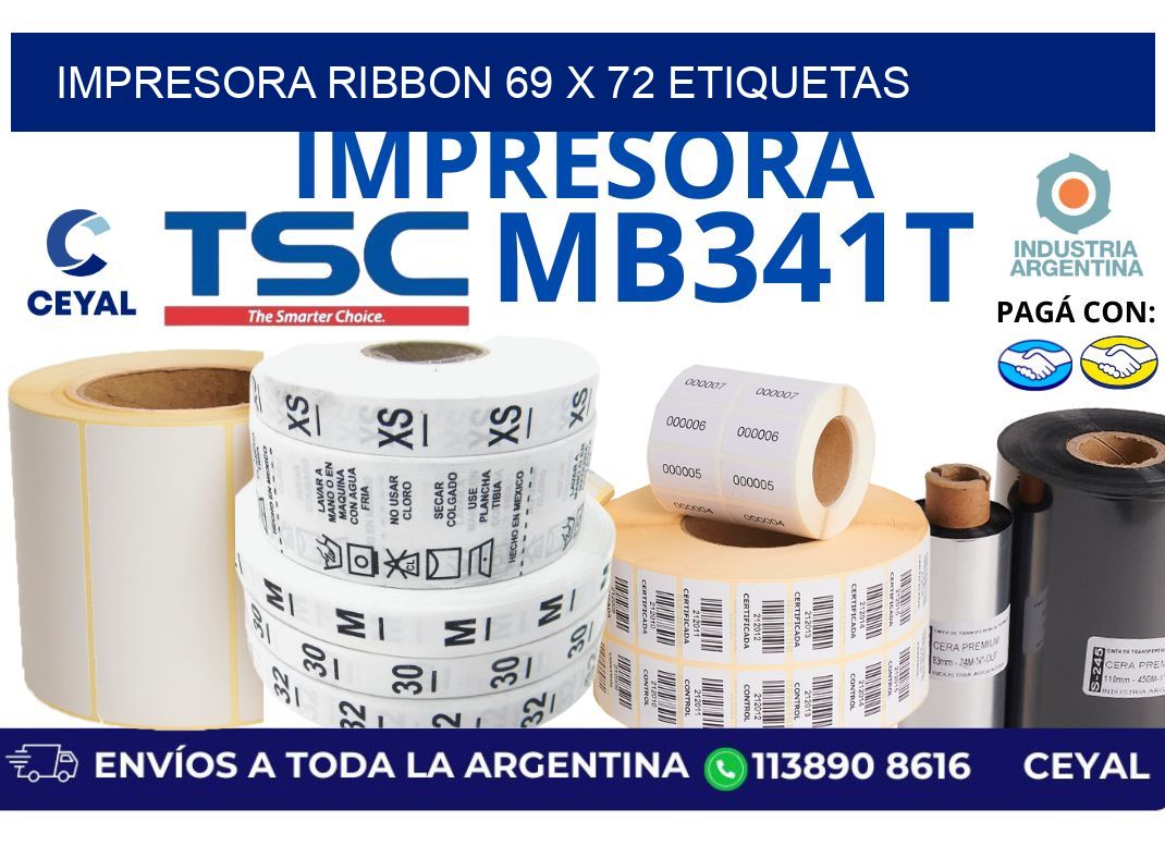 impresora ribbon 69 x 72 etiquetas
