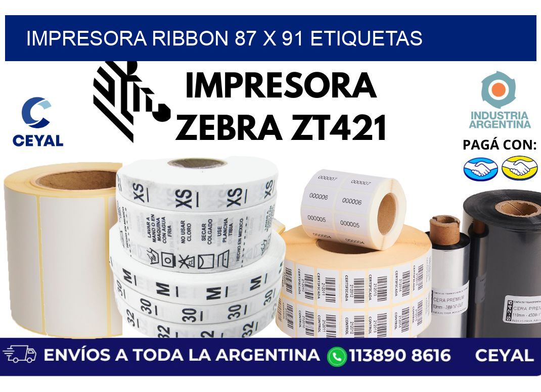 impresora ribbon 87 x 91 etiquetas