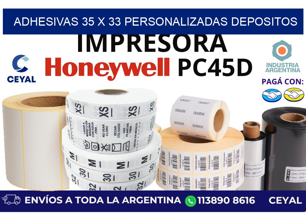 adhesivas 35 x 33 personalizadas depositos