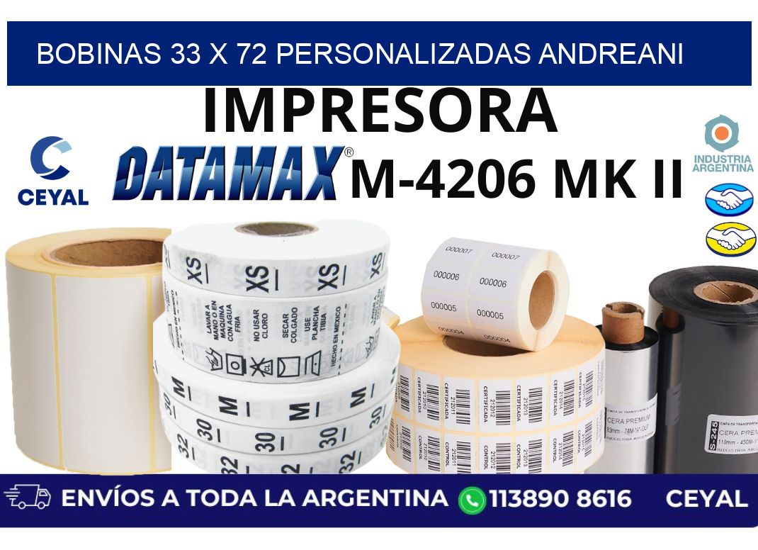 bobinas 33 x 72 personalizadas andreani