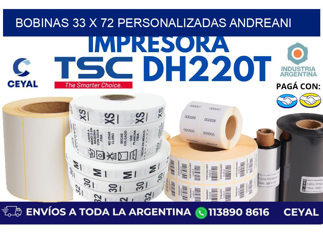 bobinas 33 x 72 personalizadas andreani