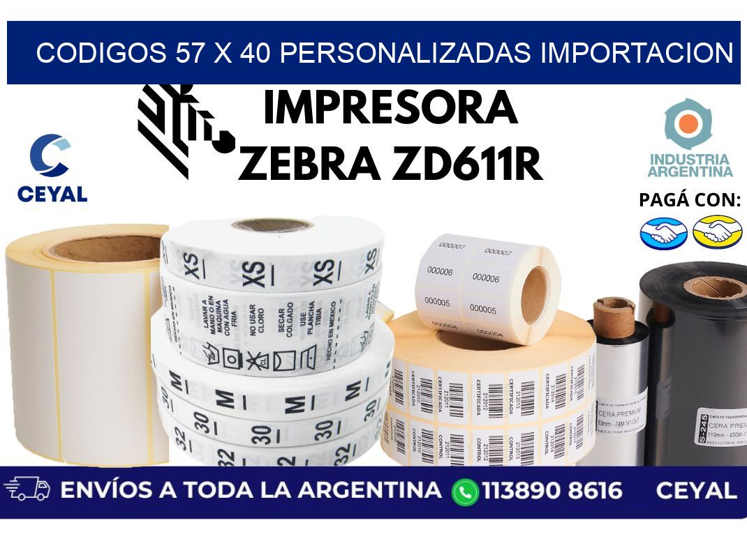 codigos 57 x 40 personalizadas importacion