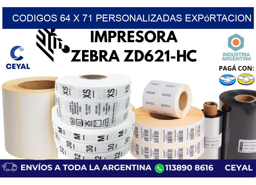 codigos 64 x 71 personalizadas expórtacion