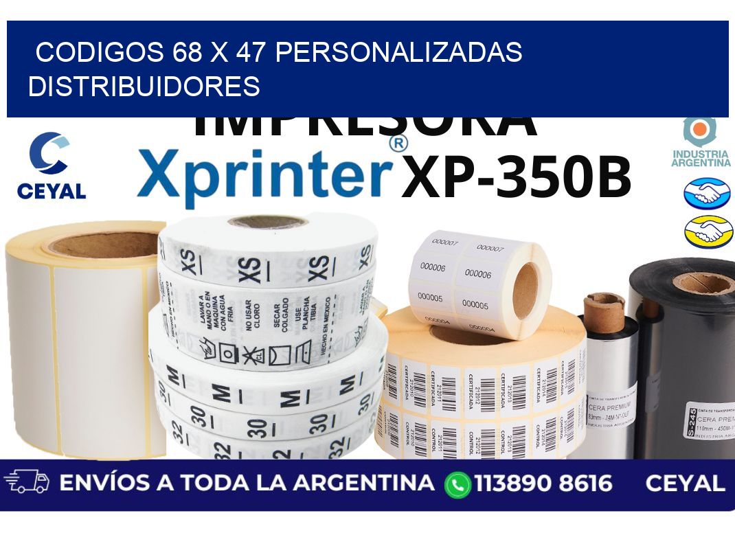 codigos 68 x 47 personalizadas distribuidores