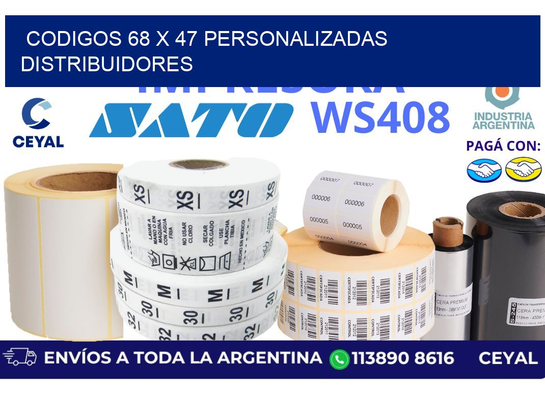 codigos 68 x 47 personalizadas distribuidores