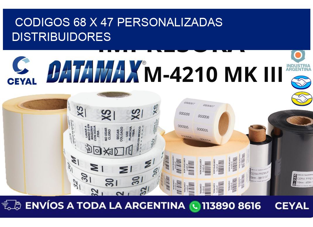 codigos 68 x 47 personalizadas distribuidores