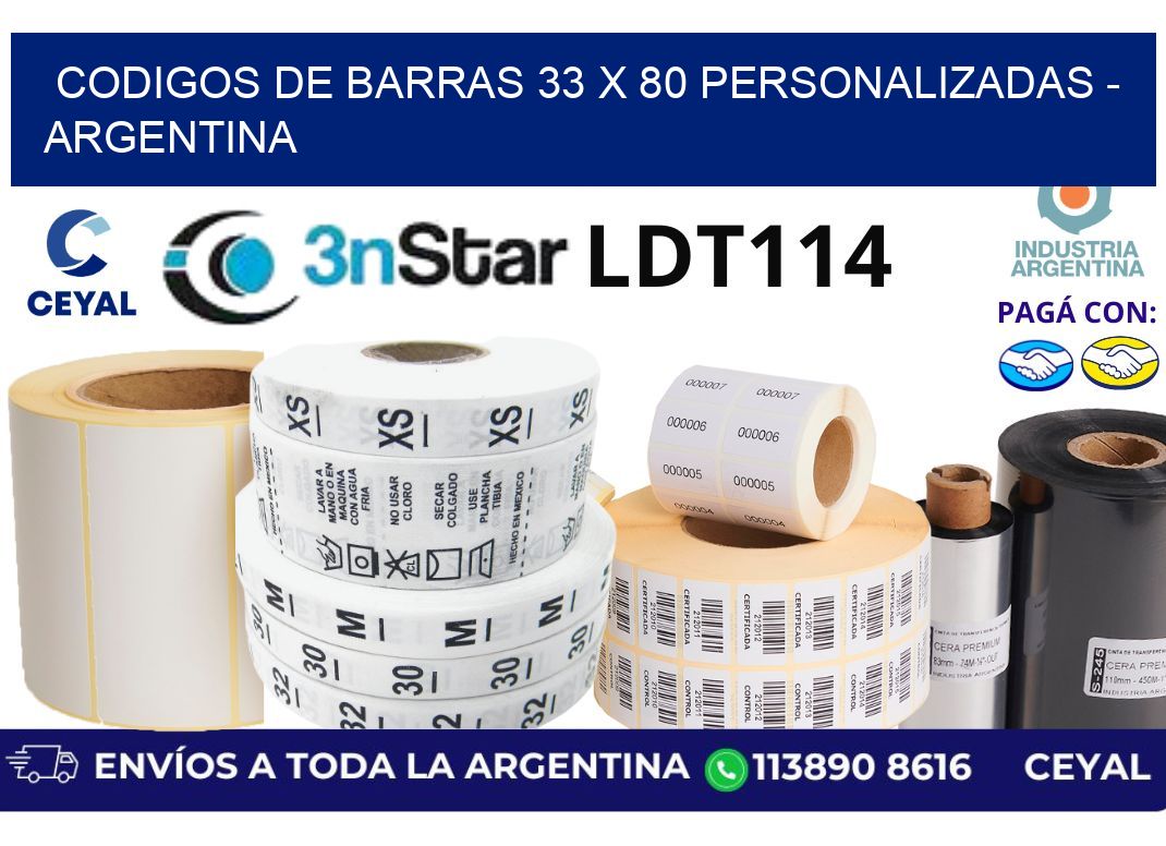 codigos de barras 33 x 80 personalizadas - Argentina