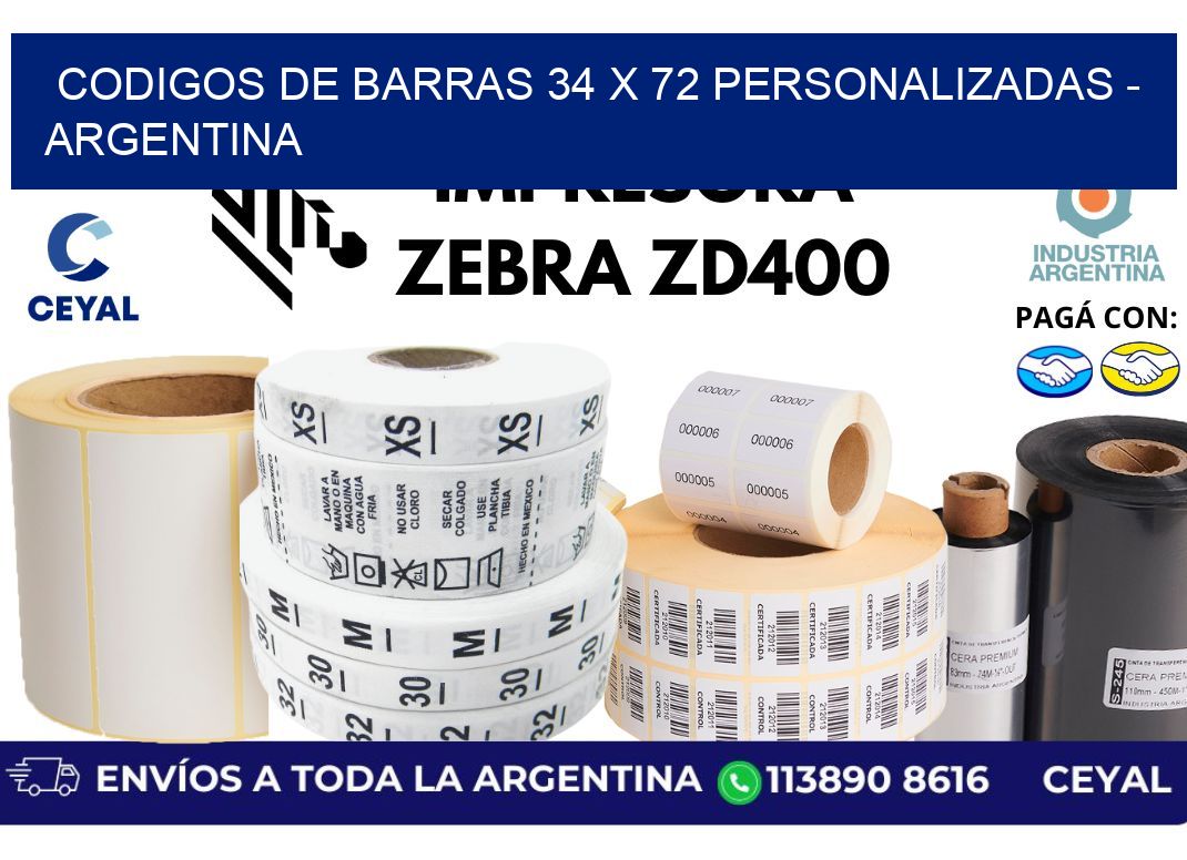codigos de barras 34 x 72 personalizadas – Argentina