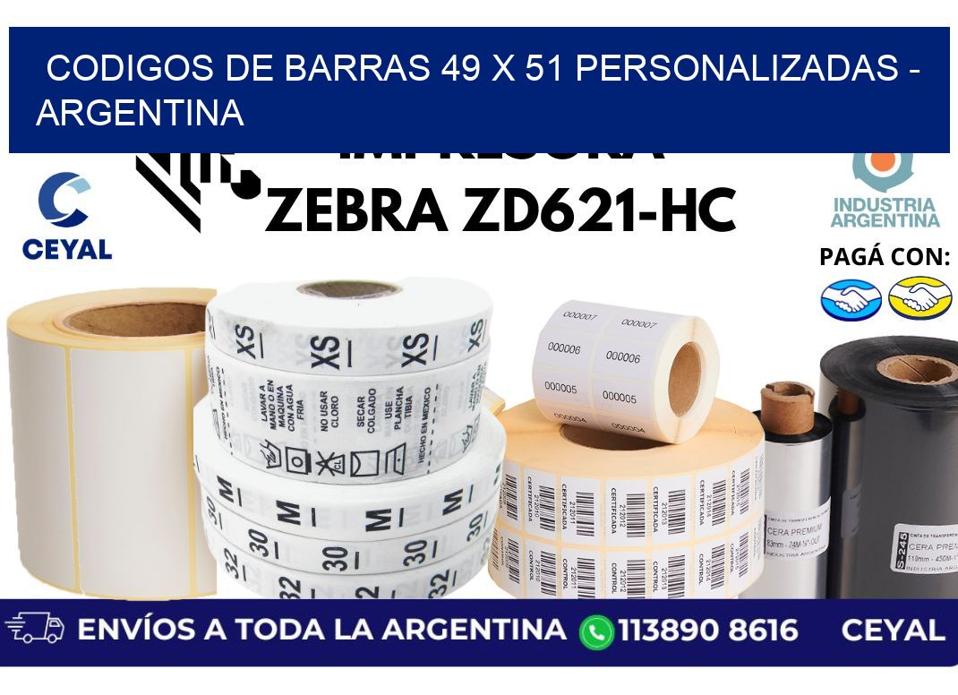 codigos de barras 49 x 51 personalizadas - Argentina