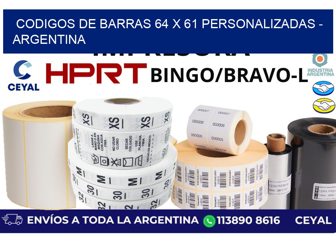 codigos de barras 64 x 61 personalizadas - Argentina