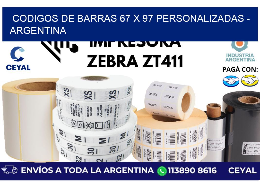 codigos de barras 67 x 97 personalizadas - Argentina