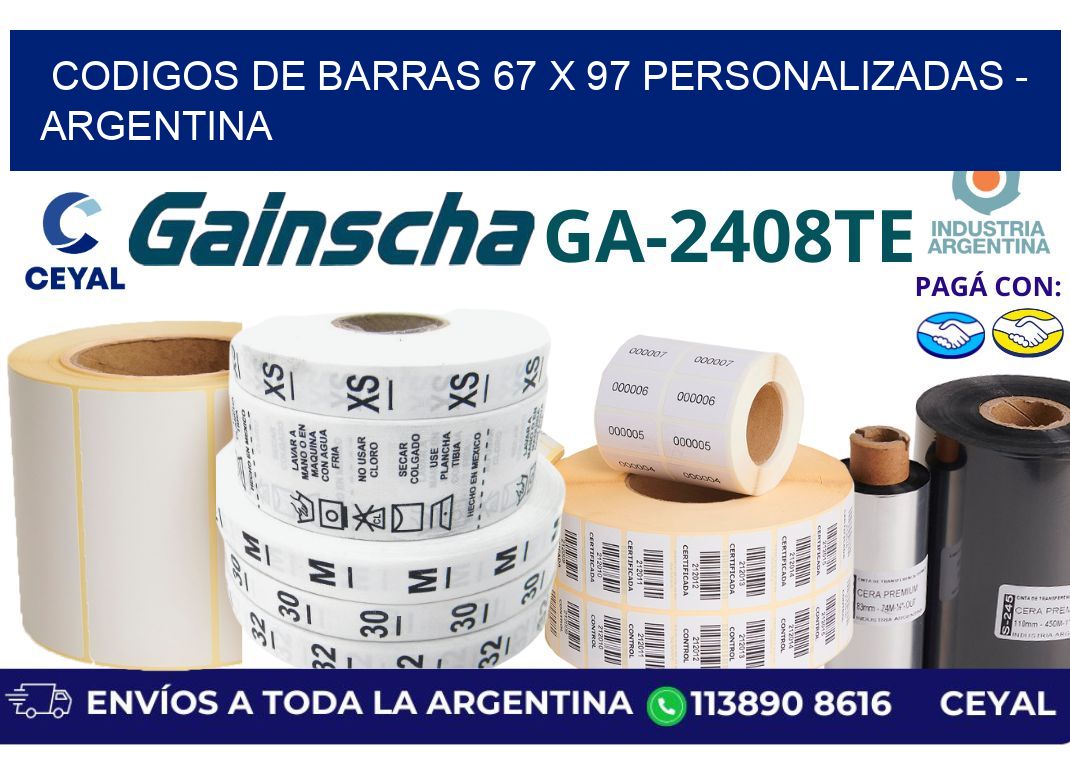 codigos de barras 67 x 97 personalizadas - Argentina