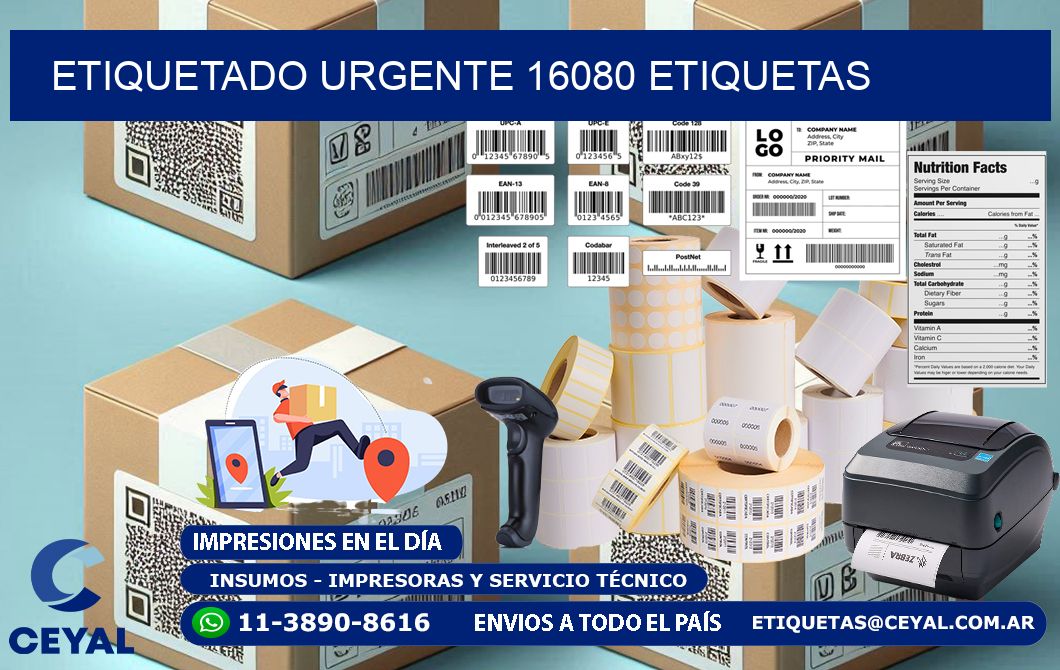 etiquetado urgente 16080 etiquetas