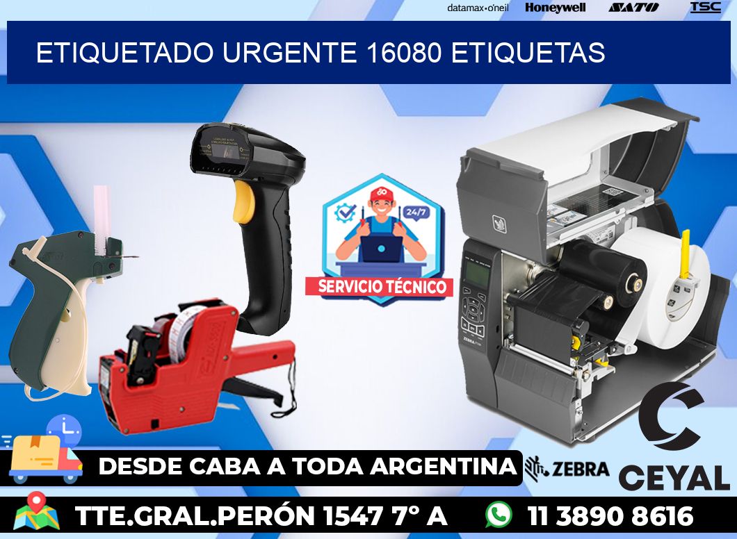 etiquetado urgente 16080 etiquetas