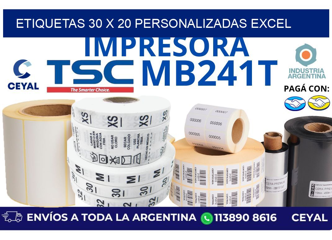 etiquetas 30 x 20 personalizadas excel