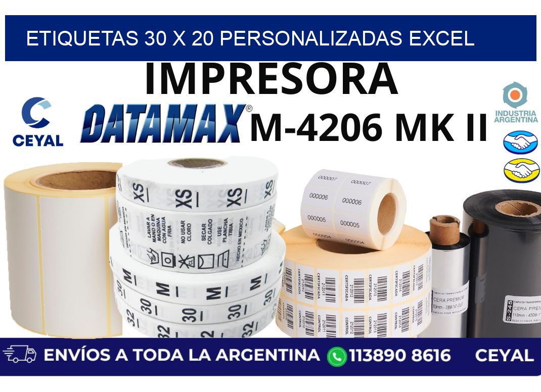etiquetas 30 x 20 personalizadas excel