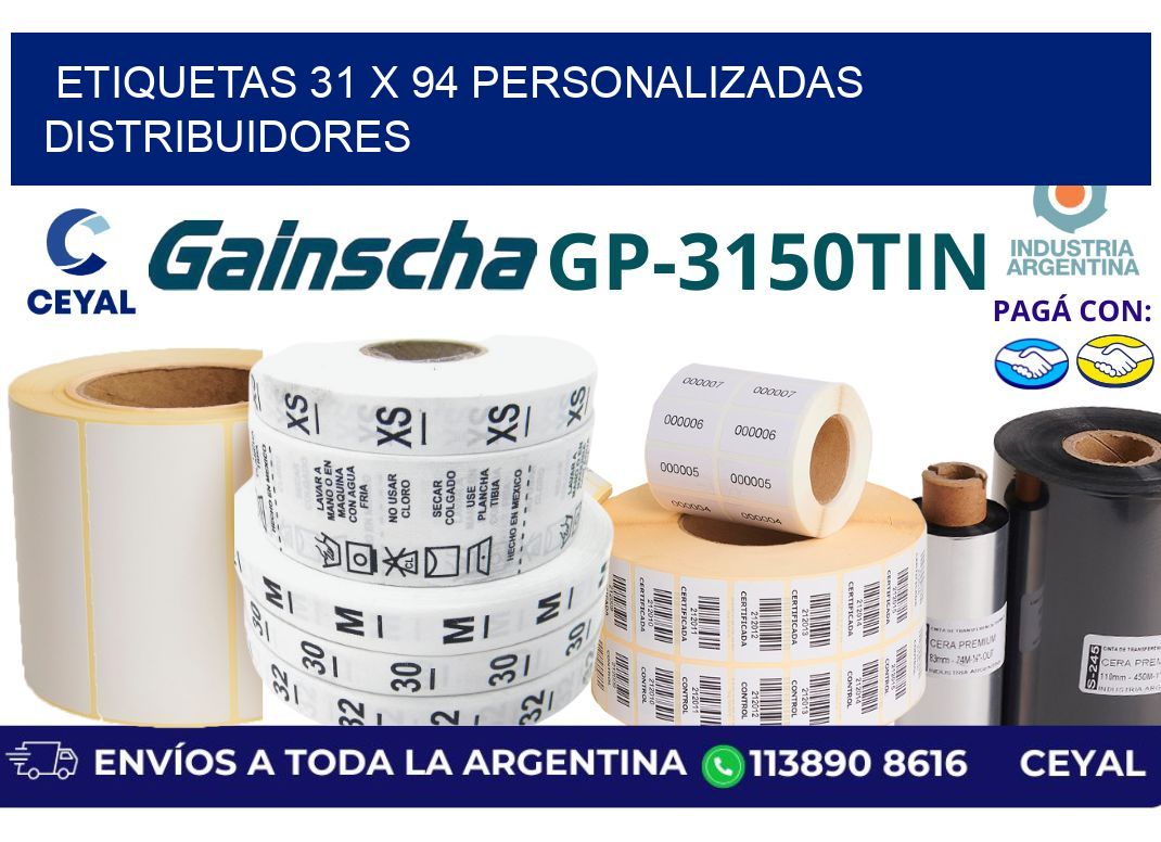 etiquetas 31 x 94 personalizadas distribuidores