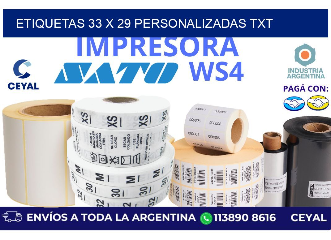 etiquetas 33 x 29 personalizadas txt