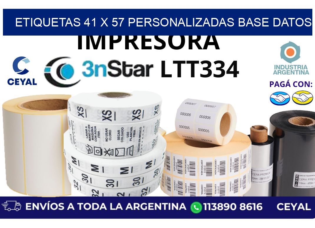 etiquetas 41 x 57 personalizadas base datos