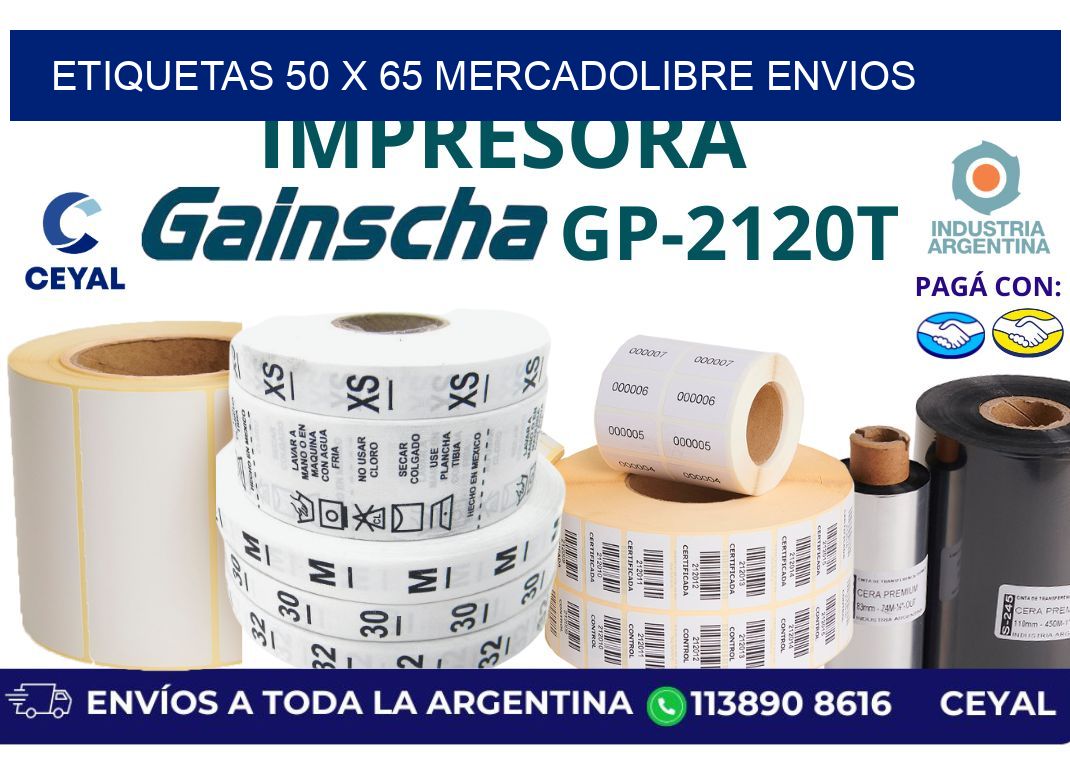 etiquetas 50 x 65 mercadolibre envios