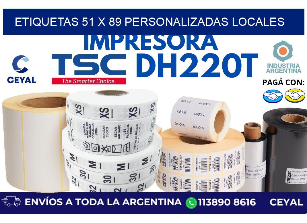 etiquetas 51 x 89 personalizadas locales