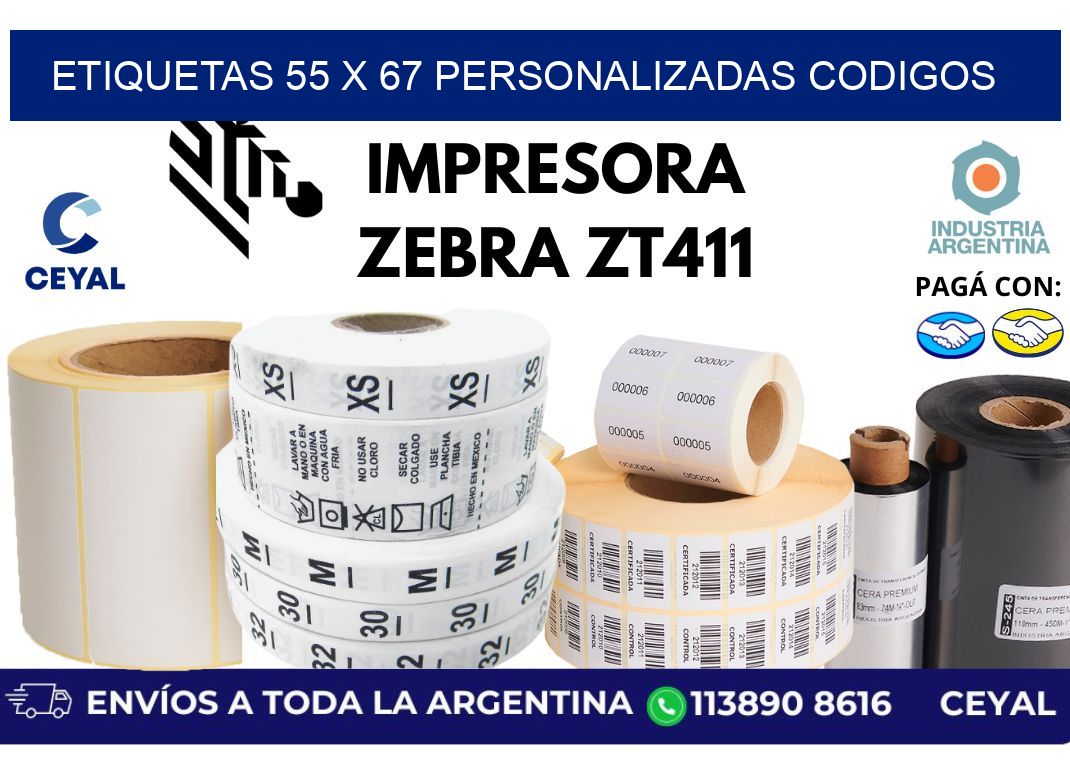 etiquetas 55 x 67 personalizadas codigos