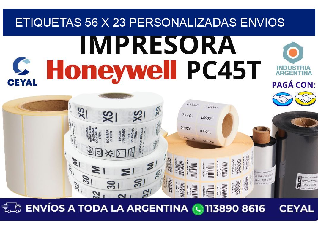 etiquetas 56 x 23 personalizadas envios
