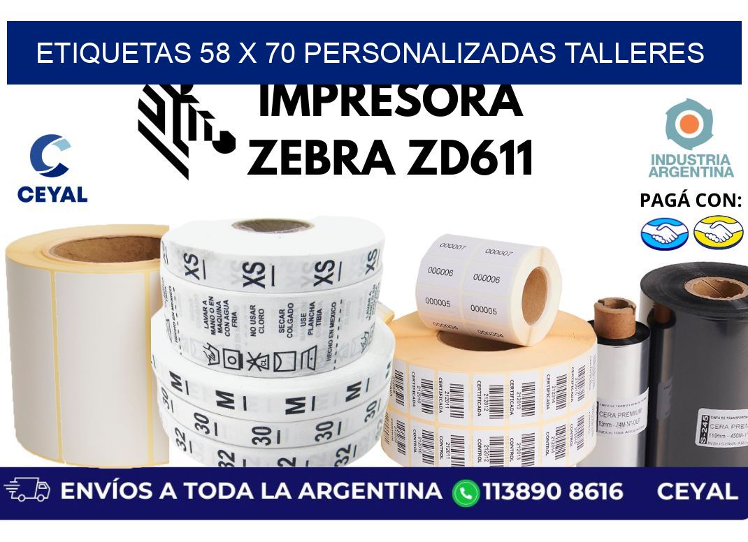 etiquetas 58 x 70 personalizadas talleres