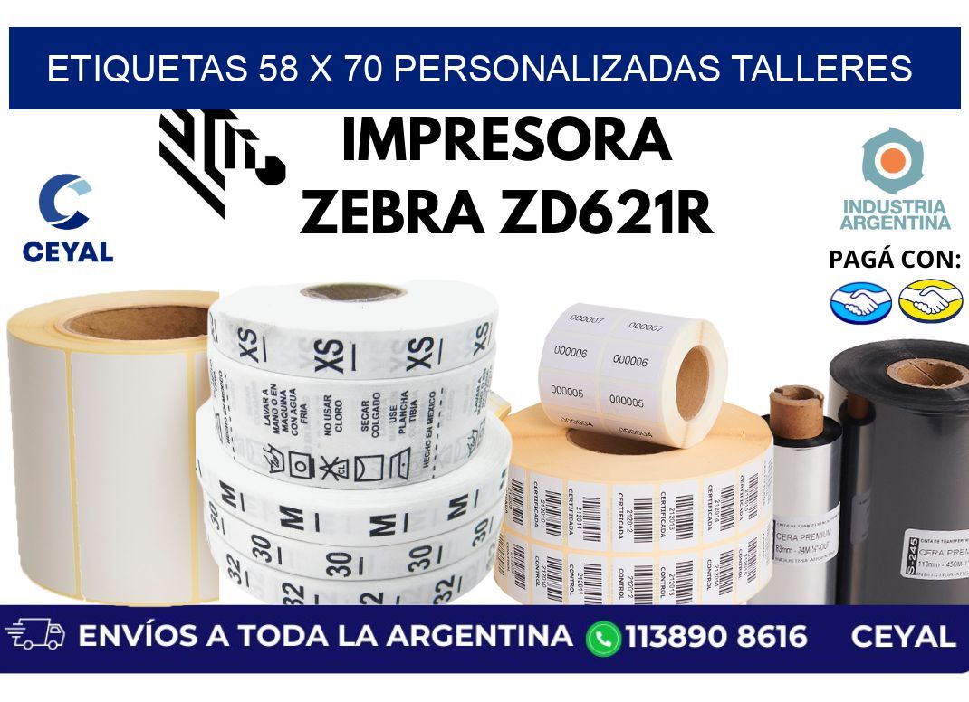 etiquetas 58 x 70 personalizadas talleres