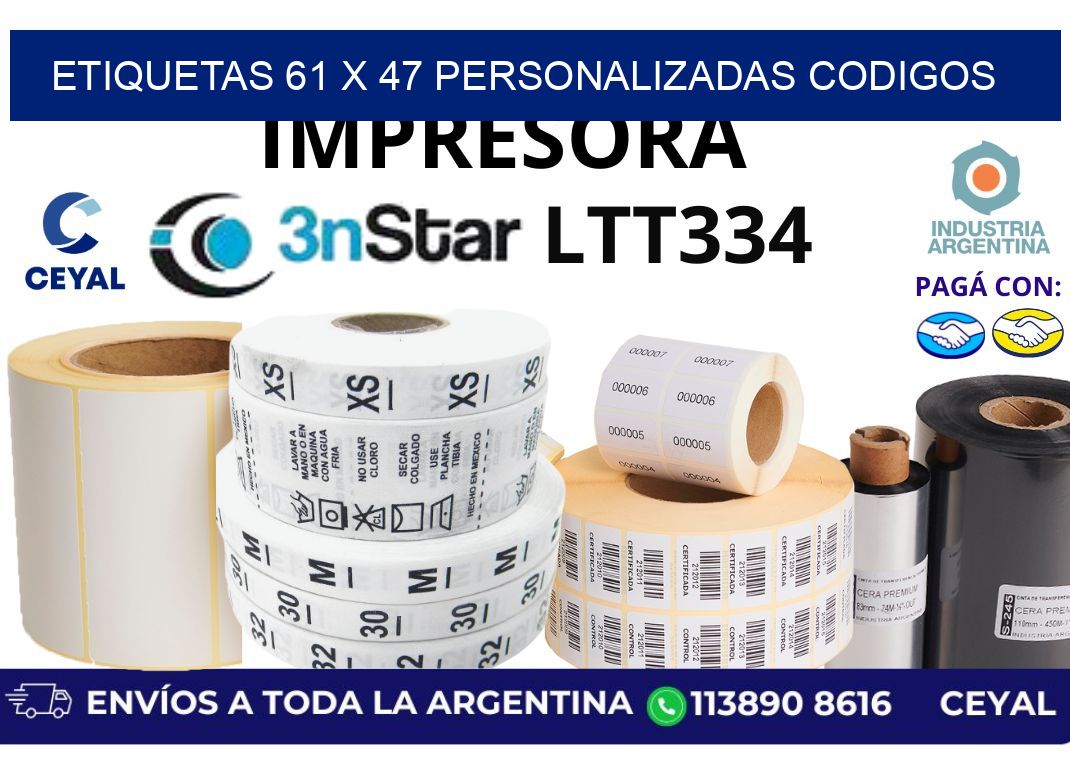 etiquetas 61 x 47 personalizadas codigos
