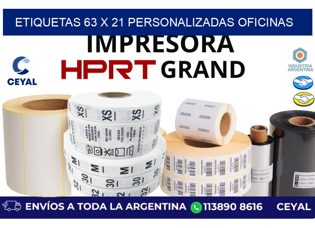 etiquetas 63 x 21 personalizadas oficinas