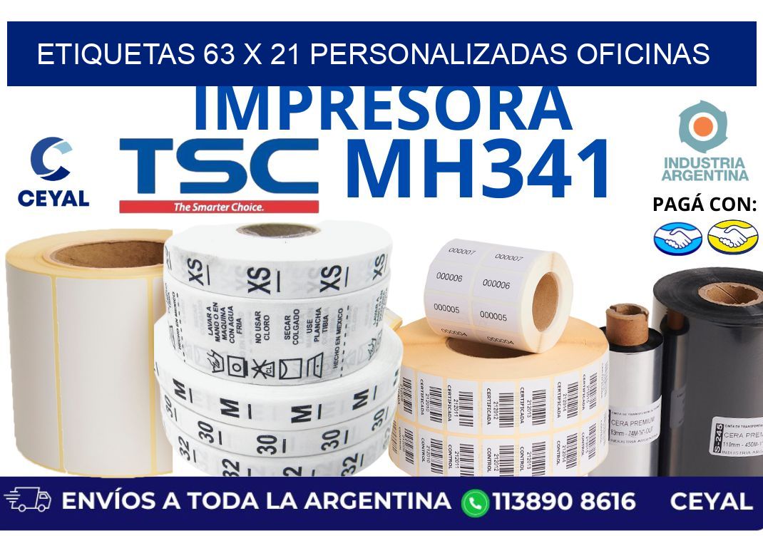 etiquetas 63 x 21 personalizadas oficinas