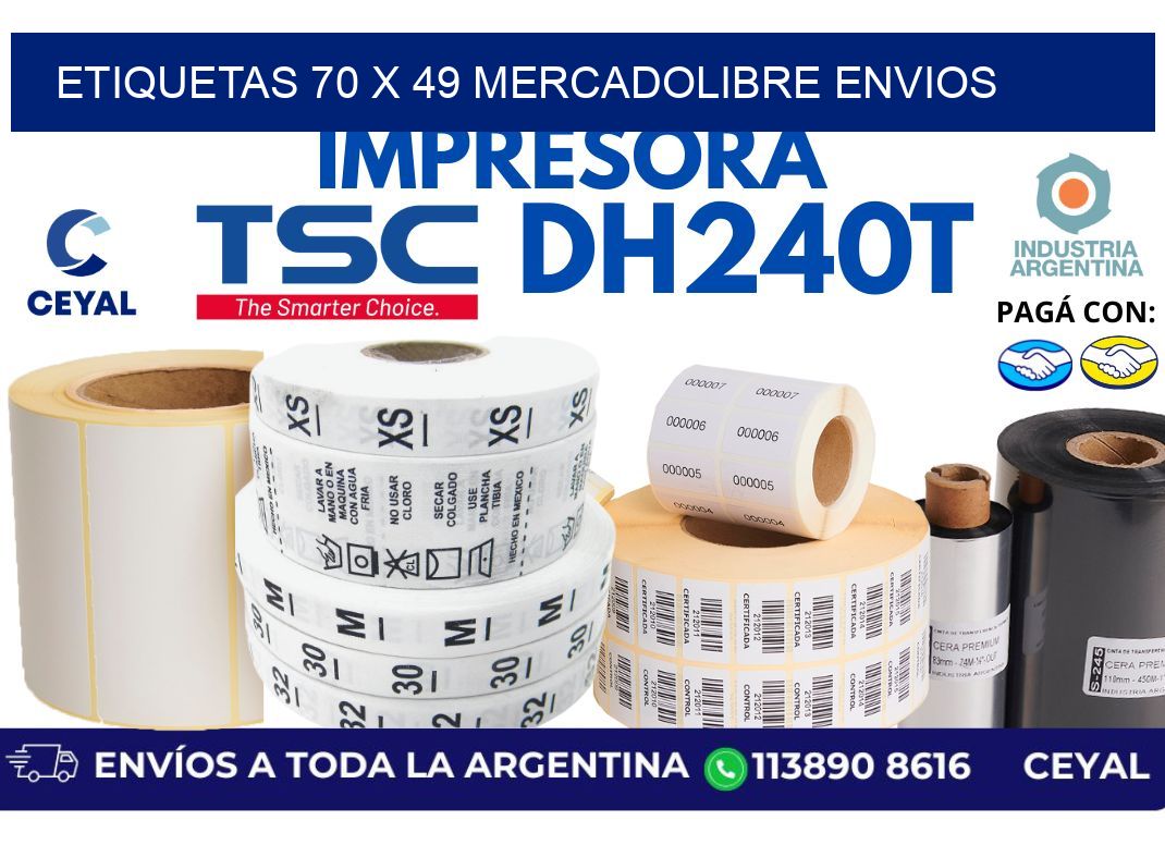etiquetas 70 x 49 mercadolibre envios