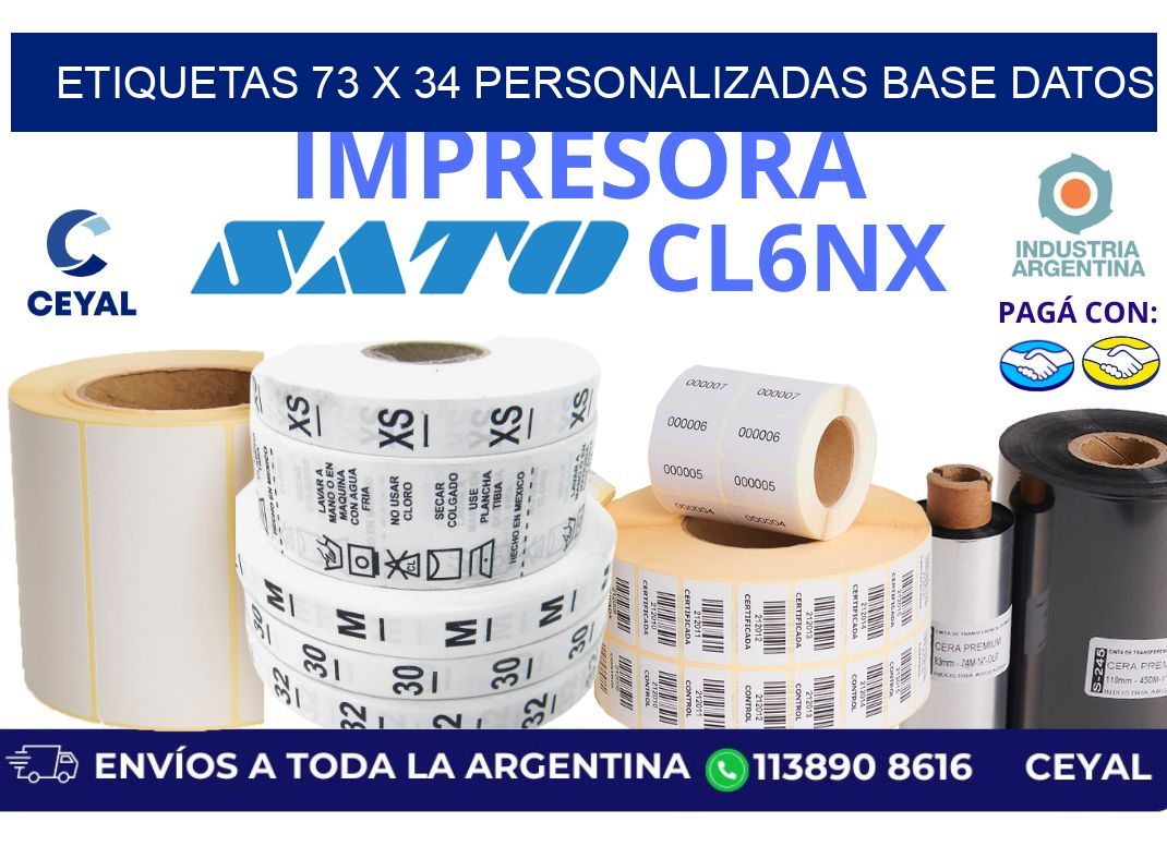 etiquetas 73 x 34 personalizadas base datos